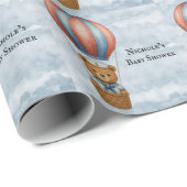 かわいいセーラーベアーホットエアバルーン男の子ベビーシャワー ラッピングペーパー (ロールコーナー)