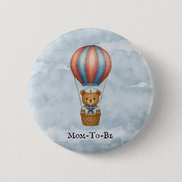 かわいいセーラーベアーホットエアバルーン男の子ベビーシャワー 缶バッジ