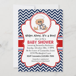 かわいいセーラーボーイ航海の赤ちゃんシャワー 招待状