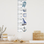 かわいいセーラー航海のボートの成長チャート ポスター (キッチン)