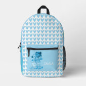 かわいいゼブラとハートと名前をカスタムする プリントバックパック (正面)
