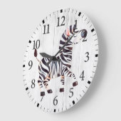かわいいゼブラの壁時計 ラージ壁時計 (傾斜)