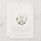 かわいいゼブラの葉リース写真誕生のお知らせ サンキューカード (裏面)