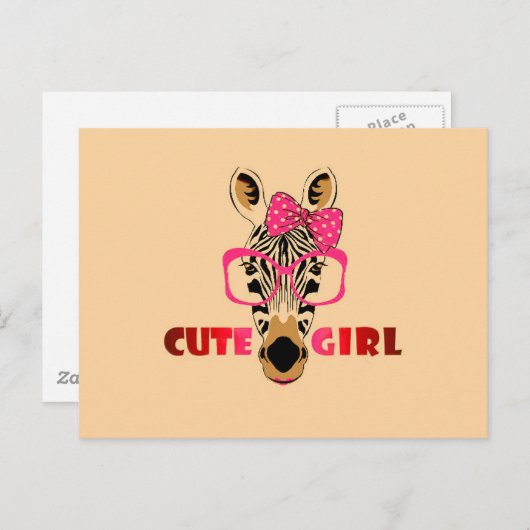 かわいいゼブラは可愛い女の子を知る;漫画&スローガン ポストカード (正面/裏面)