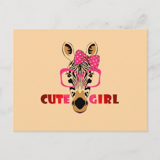 かわいいゼブラは可愛い女の子を知る;漫画&スローガン ポストカード (正面)