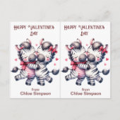 かわいいゼブラカップルkid's Valentine Classroomカード ポストカード (正面)