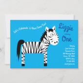 かわいいゼブラキッズ1st誕生日パーティの招待状 招待状 (正面)