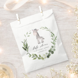 かわいいゼブラグリーンリーフリースベビーシャワー紙 フェイバーバッグ