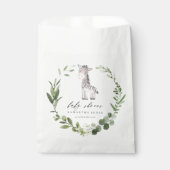 かわいいゼブラグリーンリーフリースベビーシャワー紙 フェイバーバッグ (正面)