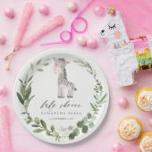 かわいいゼブラグリーンリーフリースベビーシャワー ペーパープレート (パーティー)