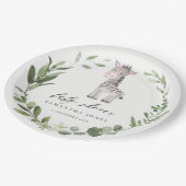 かわいいゼブラグリーンリーフリースベビーシャワー ペーパープレート (アングル)