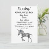 かわいいゼブラサファリジャングルパターン動物男の赤ちゃん 招待状 (スタンド正面)