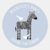 かわいいゼブラサファリパーティーありがとう ラウンドシール (正面)