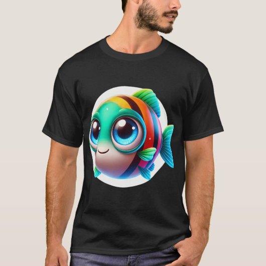 かわいいゼブラダニオの魚 Tシャツ (正面)