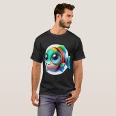 かわいいゼブラダニオの魚 Tシャツ (正面フル)