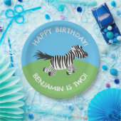 かわいいゼブラパーソナライズされたマンガの誕生日 ペーパープレート (パーティー)