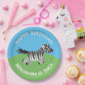 かわいいゼブラパーソナライズされたマンガの誕生日 ペーパープレート (パーティー)