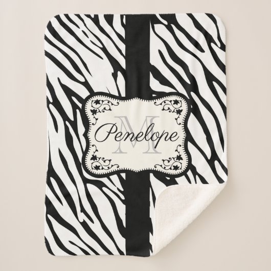 かわいいゼブラ印刷 シェルパブランケット (正面)