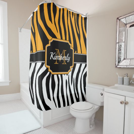 かわいいゼブラ印刷 シャワーカーテン (インサイチュ)
