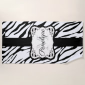 かわいいゼブラ印刷 ビーチタオル (正面)