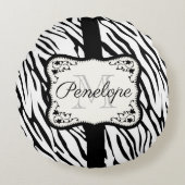 かわいいゼブラ印刷 ラウンドクッション (正面)