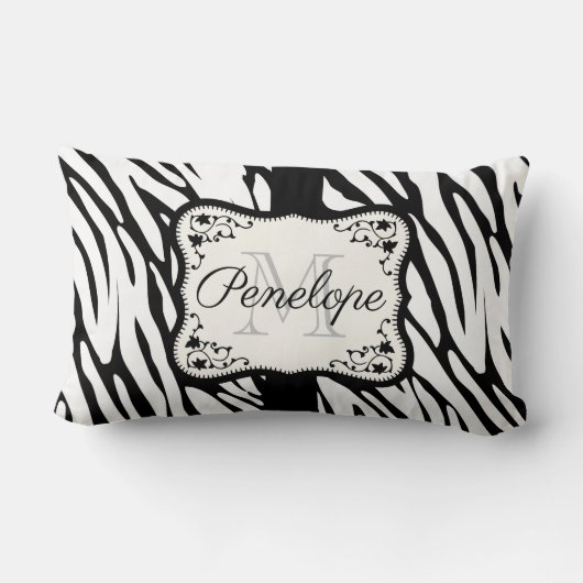 かわいいゼブラ印刷 ランバークッション (裏面)