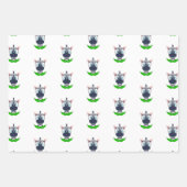 かわいいゼブラ子供の誕生日サファリ動物パターン ラッピングペーパーシート (正面3)