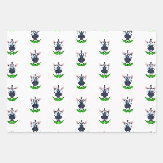 かわいいゼブラ子供の誕生日サファリ動物パターン ラッピングペーパーシート (正面2)