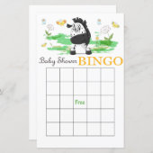 かわいいゼブラ赤ちゃんシャワービンゴカード (正面/裏面)