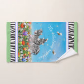 かわいいゼブラ2体の歩くが一緒の夏 ハンドタオル (ハンドタオル)