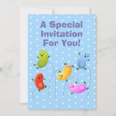 かわいいゼリービーンズパーソナライズされたマンガの誕生日 招待状 (裏面)