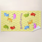 かわいいゼリービーンズ跳び漫画イラストレーション ビーチタオル (正面)