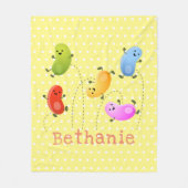 かわいいゼリービーンズ跳び漫画イラストレーション フリースブランケット (正面)