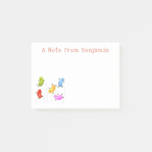 かわいいゼリービーンズ跳び漫画イラストレーション ポストイット (正面)