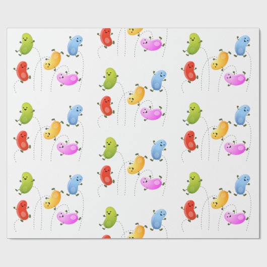 かわいいゼリービーンズ跳び漫画イラストレーション ラッピングペーパー (フラット)