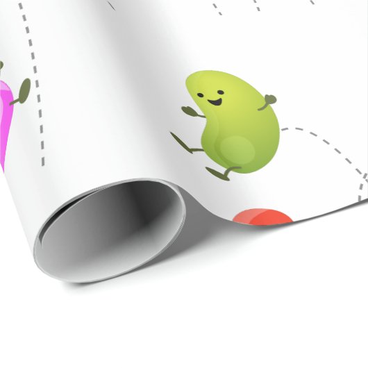 かわいいゼリービーンズ跳び漫画イラストレーション ラッピングペーパー (ロールコーナー)