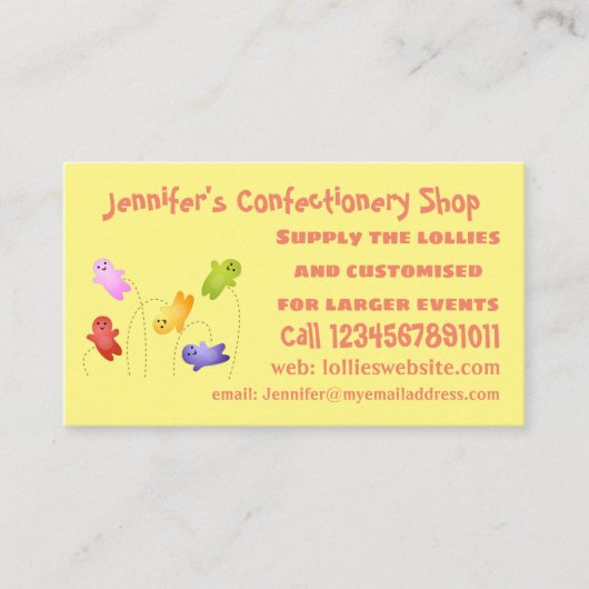 かわいいゼリーベビーキャンディースイーツ漫画 名刺 (正面)