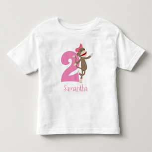 かわいいソックモンキー 女の子の誕生日年齢 トドラーTシャツ
