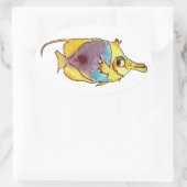 かわいいソバ長鼻バターフライ 楕円形シール (バッグ)