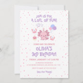 かわいいソフトアクソロトルキッズピンクスターズおもしろい誕生日 招待状 (正面)