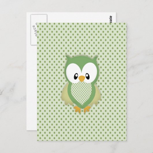 かわいいソフトクリームと黄色フクロウ ポストカード (正面/裏面)