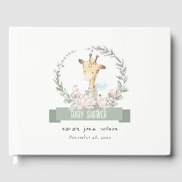 かわいいソフトサファリキリンフローラリースベビーシャワー ゲストブック