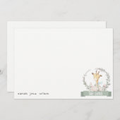 かわいいソフトサファリキリンフローラリースベビーシャワー ノートカード (正面/裏面)