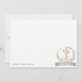 かわいいソフトサファリキリンフローラリースベビーシャワー ノートカード