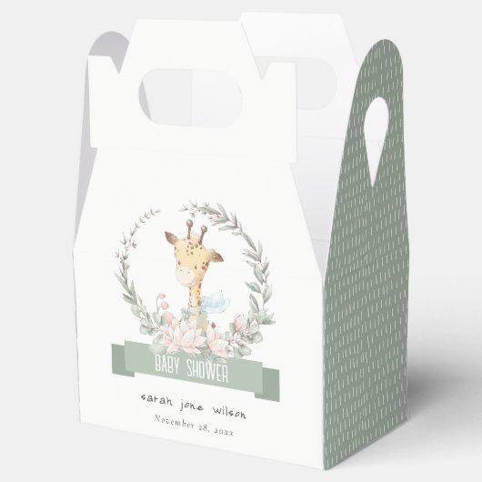 かわいいソフトサファリキリンフローラリースベビーシャワー フェイバーボックス (オープン)
