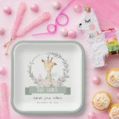 かわいいソフトサファリキリンフローラリースベビーシャワー ペーパープレート (パーティー)