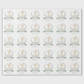 かわいいソフトサファリキリンフローラリースベビーシャワー ラッピングペーパー (フラット)