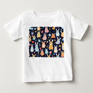 かわいいソフトパステルベイビーアニマルTシャツ ベビーTシャツ