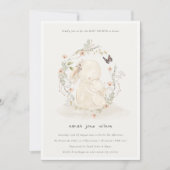 かわいいソフトベビームーブニーフローラリースベビーシャワー 招待状 (正面)