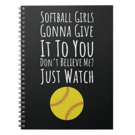 かわいいソフトボール女子ギフト子供チームプレーヤー ノートブック